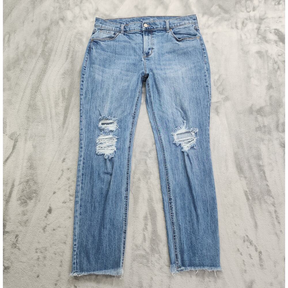 Old Navy Jeans Womens Size 12 Blue Denim Skinny Distressed Boyfriend High Rise‎
